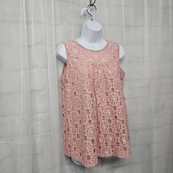 Shannon Ford Pink Floral Lace Tank Coquette Boho Retro M - Picture 3 of 10